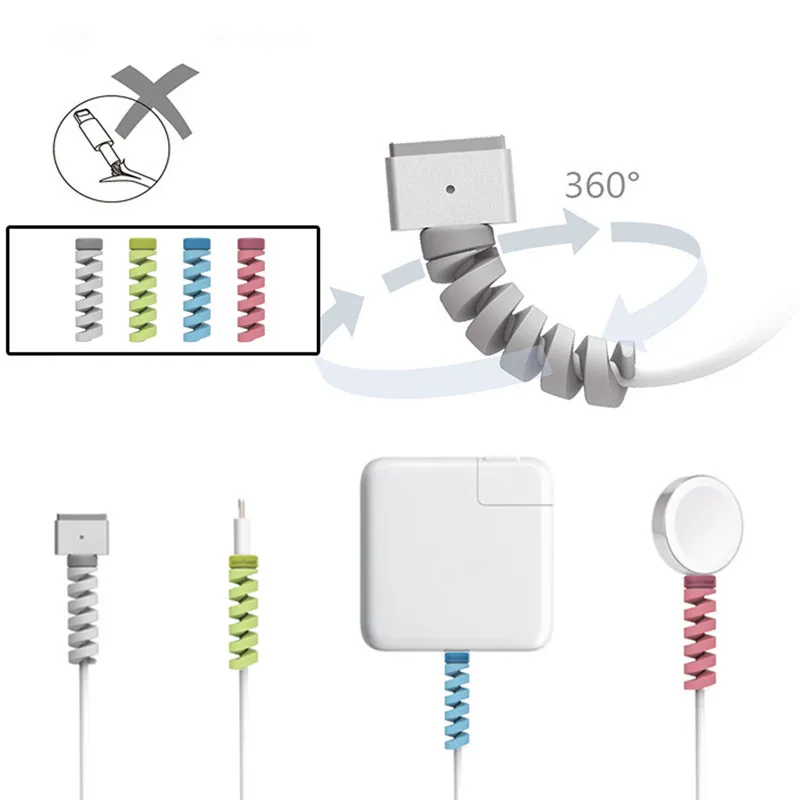 20 шт Мягкий спиральный зарядный кабель протектор провода шнур Органайзер Protetor