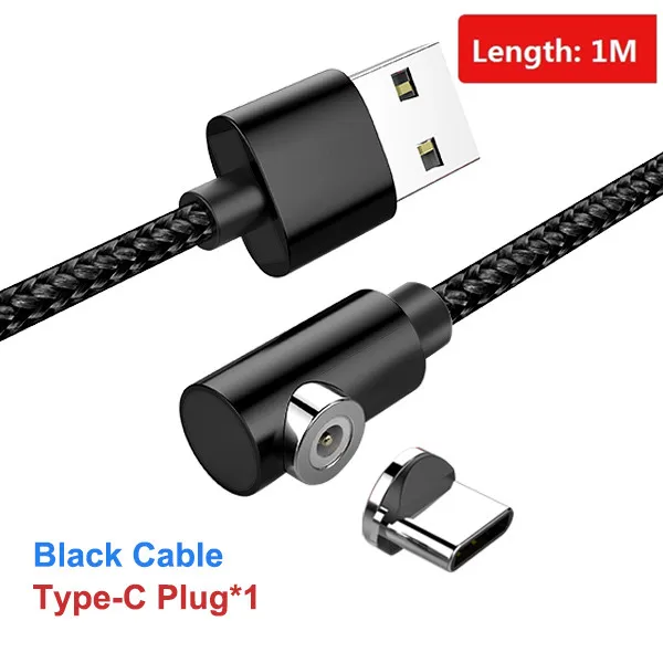 For Type-c Black 1M ACCEZZ Магнитный кабель для iPhone X XS MAX XR 8 Быстрая зарядка Micro usb type C для samsung S10 Магнитный зарядный телефонный кабель шнур 2 м - Цвет: For Type-c Black 1M