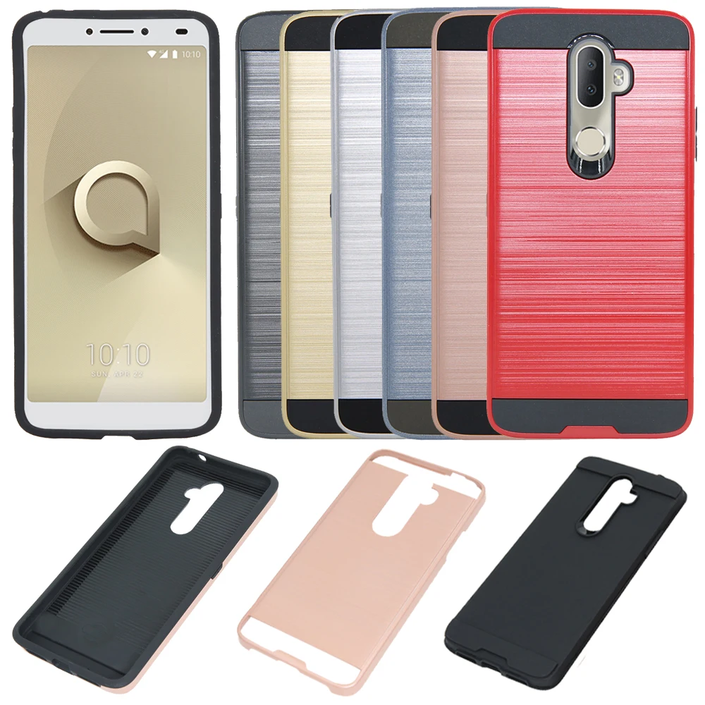 For Alcatel 3v Case Hybrid Brushed Armor Anti Scratch Dual Layer Soft TPU &amp Hard Back Cover 3V 5099 5099D 5099A | Мобильные