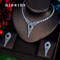 hibride unique design full cubic zircon women bridal jewelry sets green pendant necklace female jewelry set accessories n 616