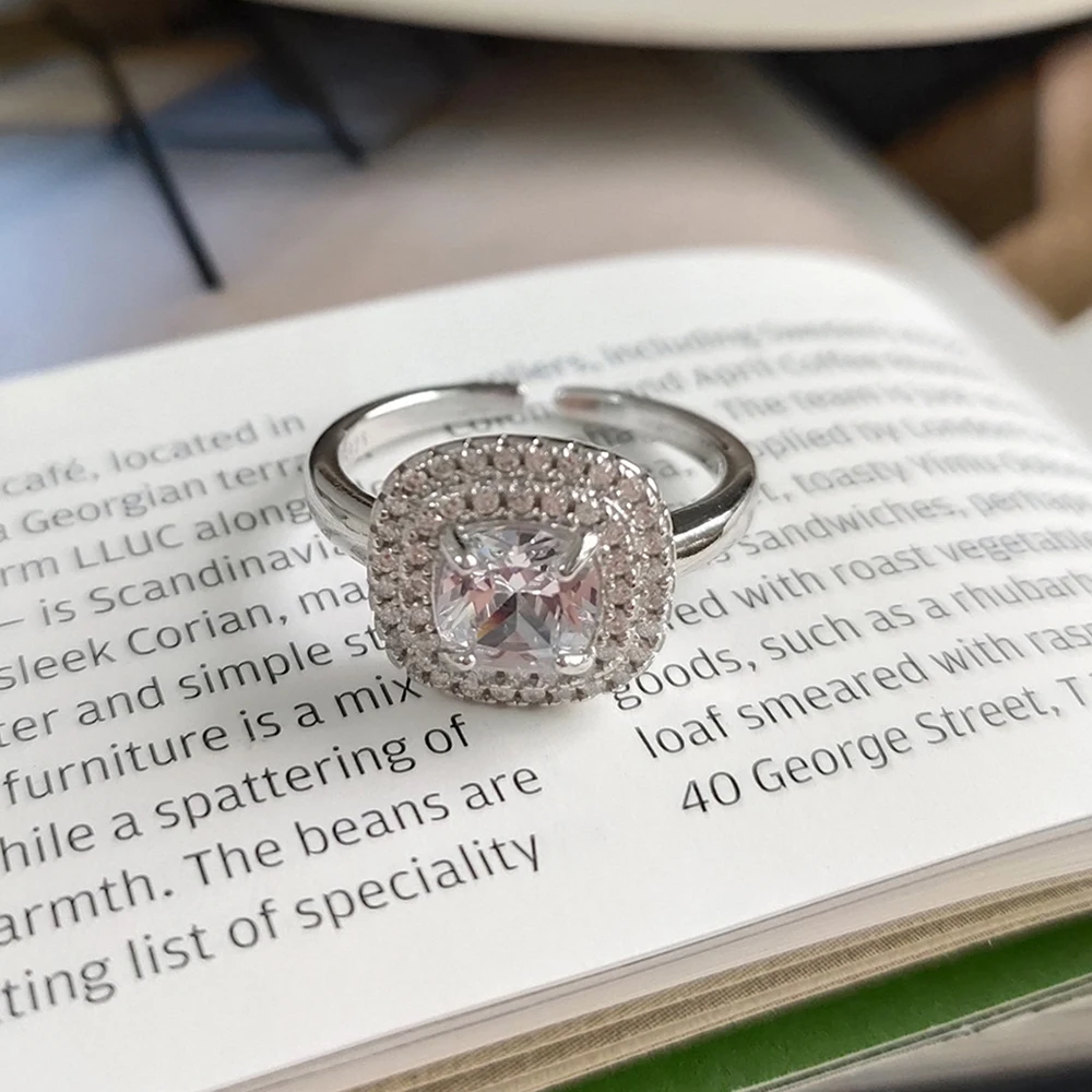 Белый циркониевый камень квадратный Фианит штабелируемое свадебное кольцо