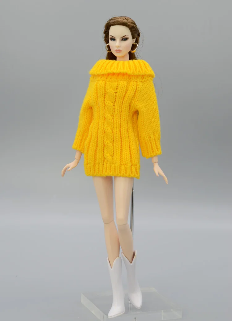 only doll clothes F Костюм для Барби, кукла pullip, аксессуары, принцесса, повседневный костюм, топ, пальто для куклы Барби, одежда, свитер, белый, черный, желтый 1/6 - Цвет: only doll clothes F
