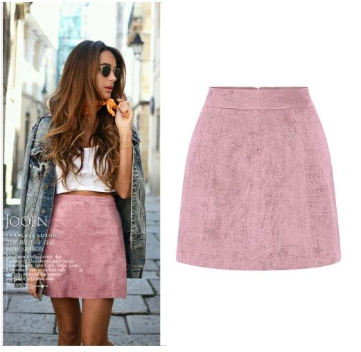 Мини юбка с высокой талией 60 цветов на весну и осень размер 3XS 10XL замшевые юбки в