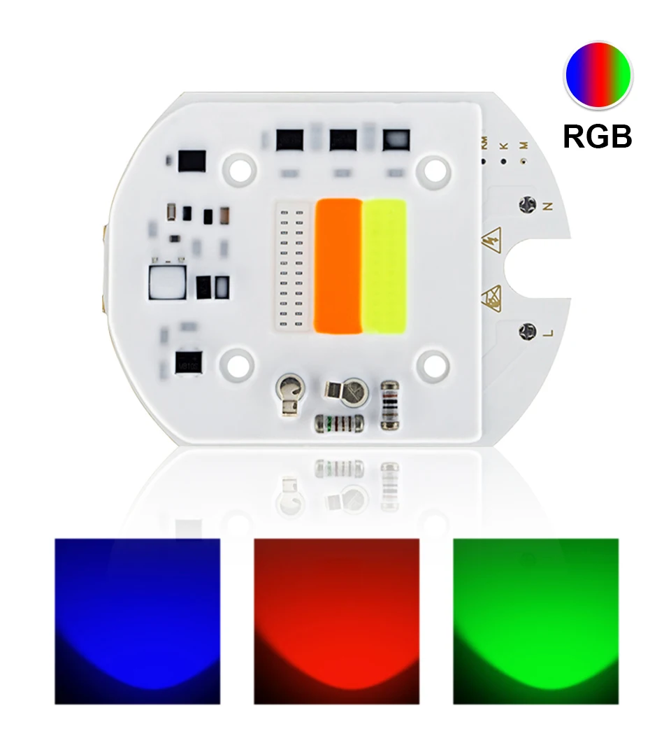 Hontiey светодиодный 30 Вт COB RGB чип AC220V Smart IC без драйвера светодиодный фонарь для прожектора красный зеленый синий прожектор матричный Цвет DIY сценический