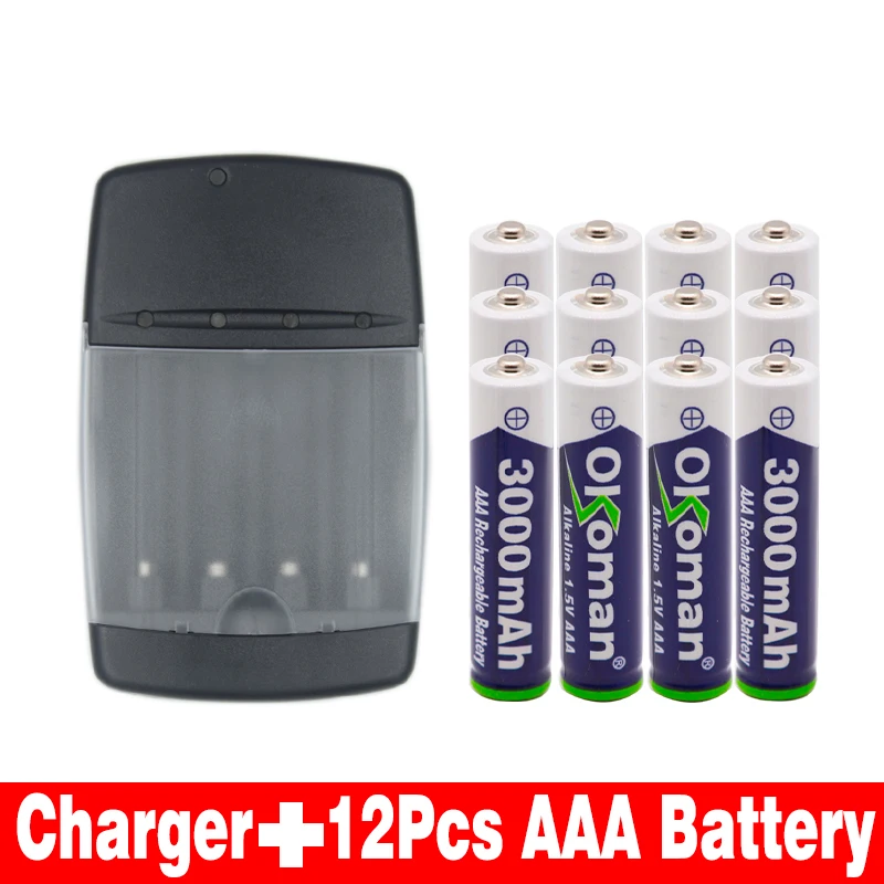Белый Высокое качество 3000mah 1,5 V Щелочная AAA перезаряжаемая батарея для дистанционного управления игрушечный светильник и щелочное умное зарядное устройство - Цвет: Белый