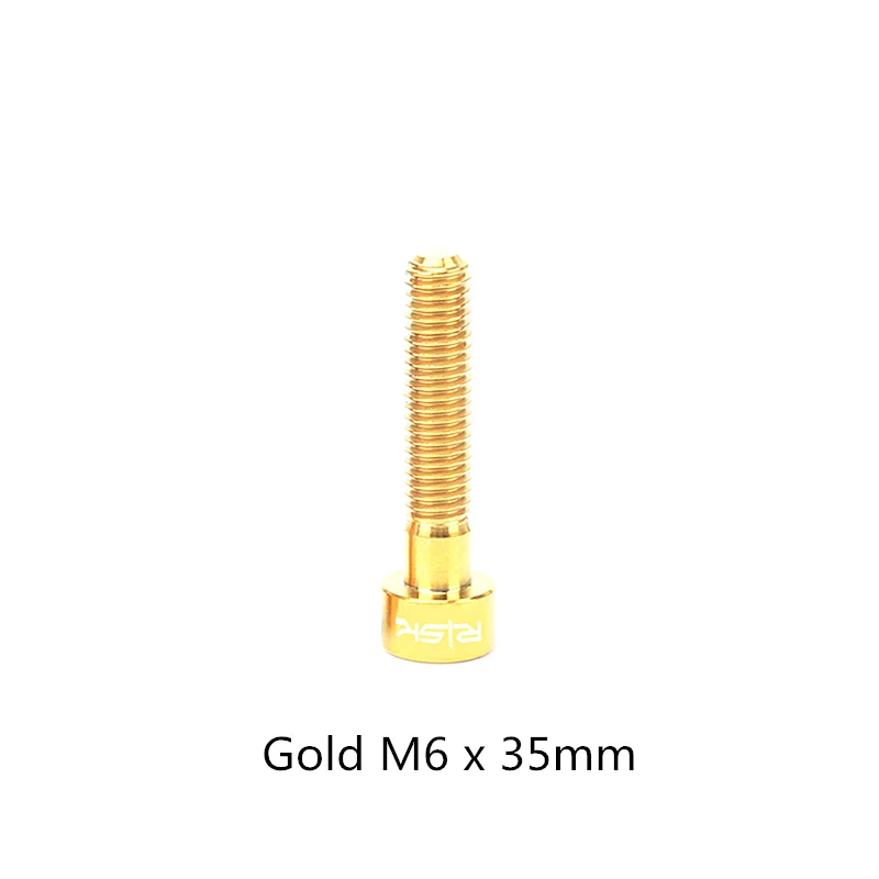 Gold 35mm 1 шт. M6 x 30/35/40/50 мм болты из титанового сплава велосипед болт для гарнитуры MTB велосипедный вынос руля Топ Кепки болт - Цвет: Gold 35mm