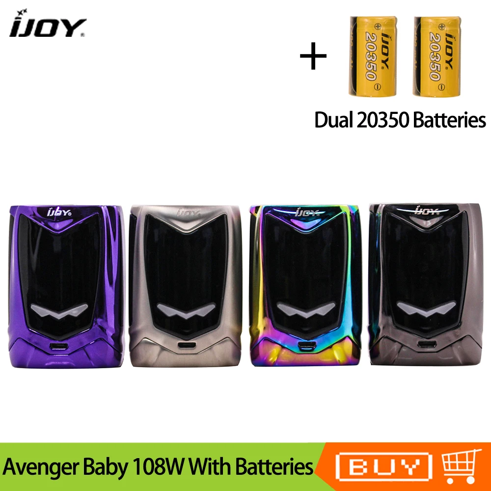 Оригинальный Ijoy Avenger Baby 108 ВТ TC бокс мод с двумя 20350 батареями умный голосовой