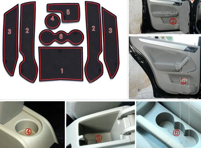 

Car Anti-Dirty Pad Door Groove Gate Slot Cup Armrest Storage Pad Anti-Slip Mat For Bora 2008 2009 2010 2011 2012