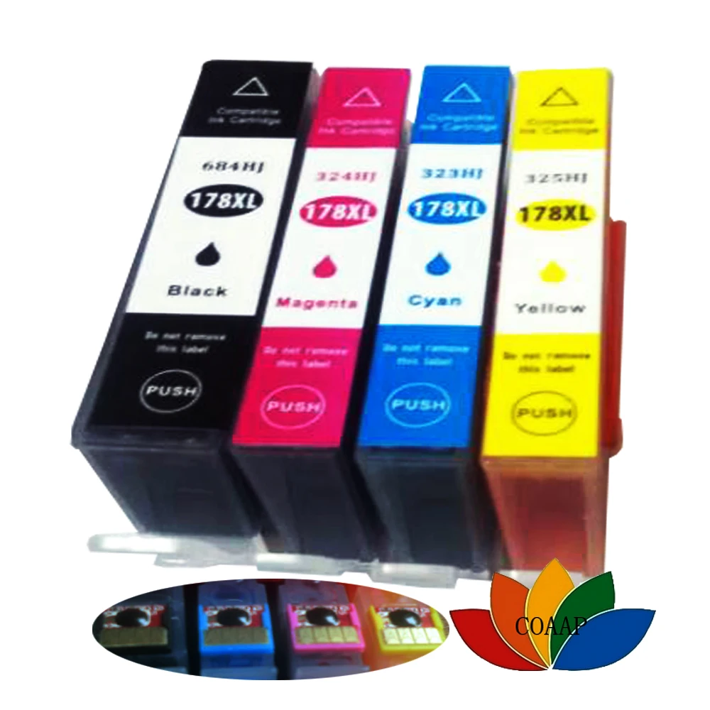 4 совместимых чернильных картриджа для принтера HP 178XL 178 Photosmart 7515 B109a B109n B110a Plus B209a