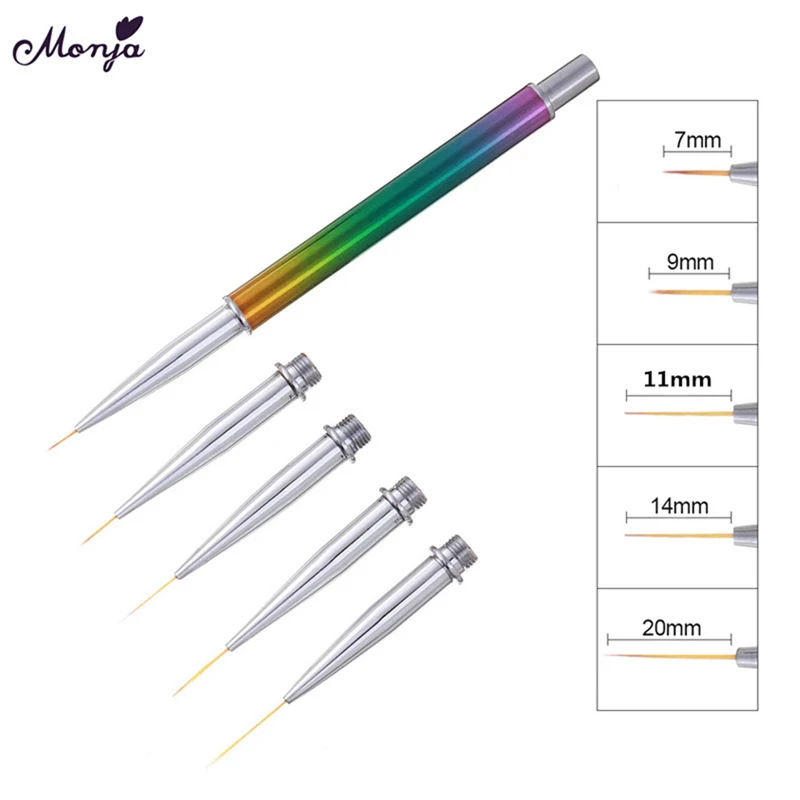 5 головок улыбка в форме полумесяца Акрил французский Nail Art Brush Set UV гель для ногтей градиент Цвет советы 3D DIY живопись чертежный вкладыш ручка