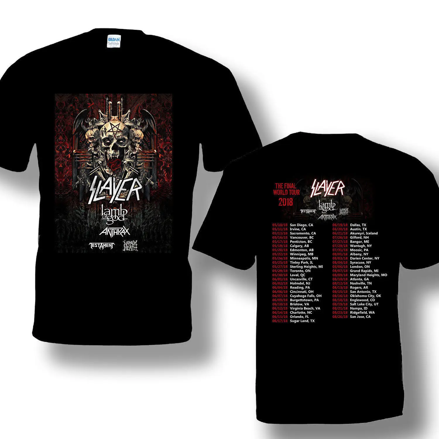 Новая популярная футболка Slayer Tour 2018 черная с концертной группой размер S 3XL