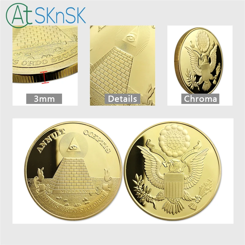 5 шт./лот массонская монета все глаза доллара США с пирамидой масонская серия