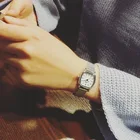 Часы женские кварцевые, серебристые, квадратной формы, с сетчатым ремешком, из нержавеющей стали, 2018