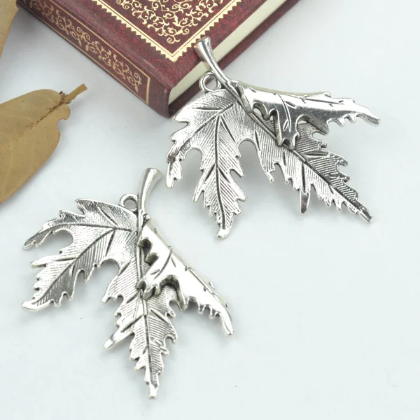 4 шт. сплав тибетского серебра подвеска с покрытием лист дерева подвески для