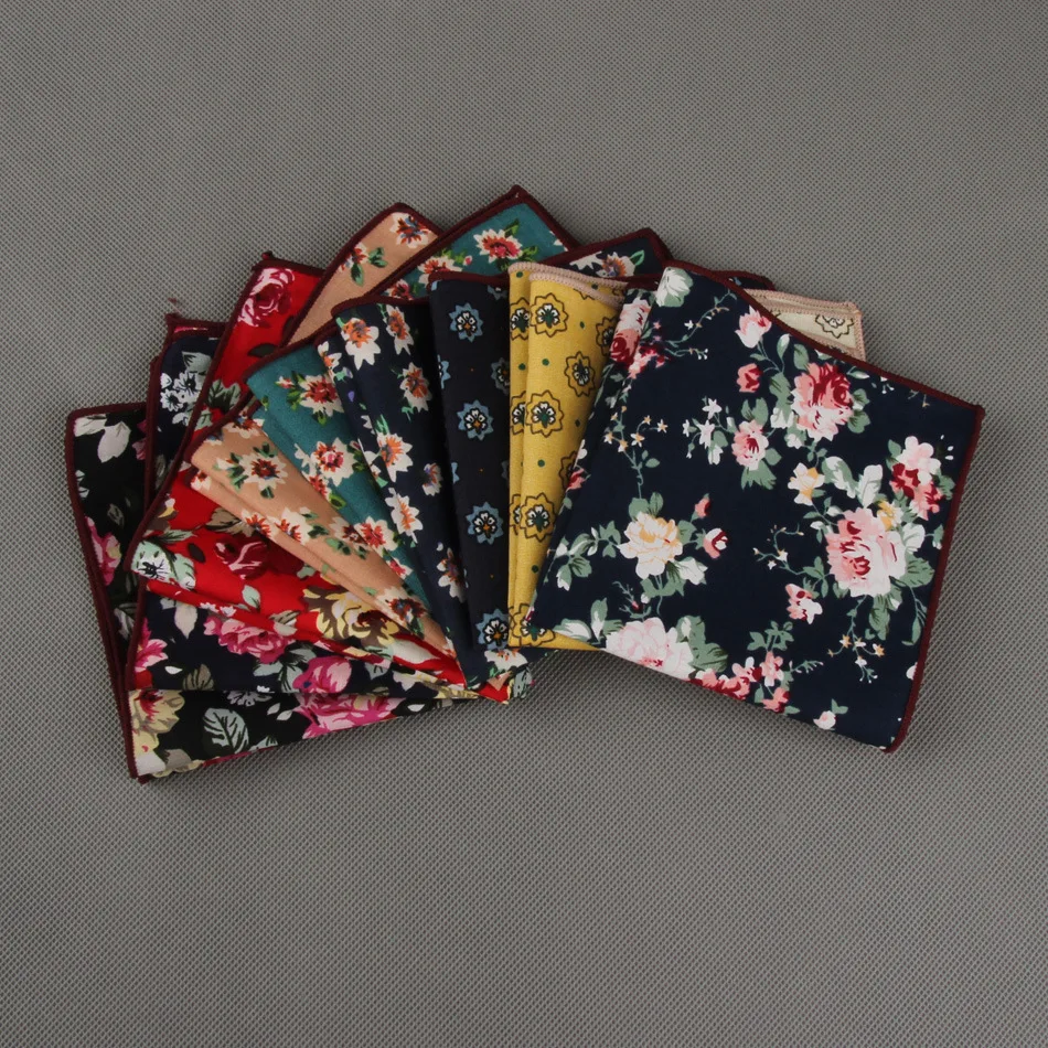 

Pocket Square Wholesale 2016 Vintage Floral Cotton Polyester Hankies Handkerchief Pochette Costume For Men Wedding Party