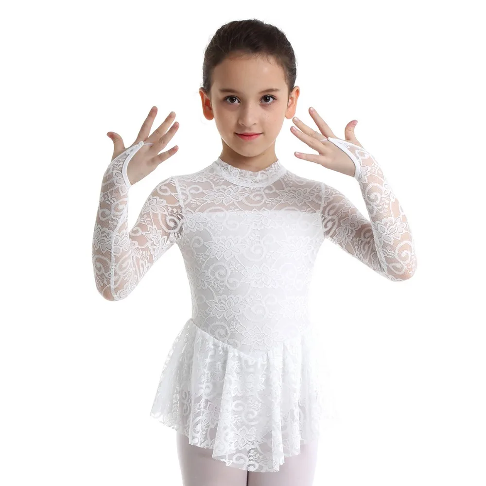 Детское балетное платье для танцев; Детские костюмы балерины для девочек; цветочный кружевной купальник для фигурного катания на роликах и гимнастики