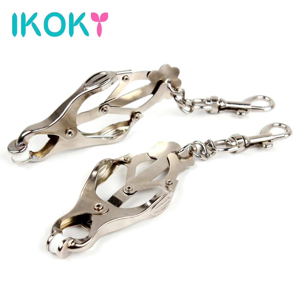 

IKOKY 1 Pair Nipple Clamps Fetish SM Bondage Slave Sex Toys for Couples Adult Games Steel Metal Breast Clips Nipple Stimulator