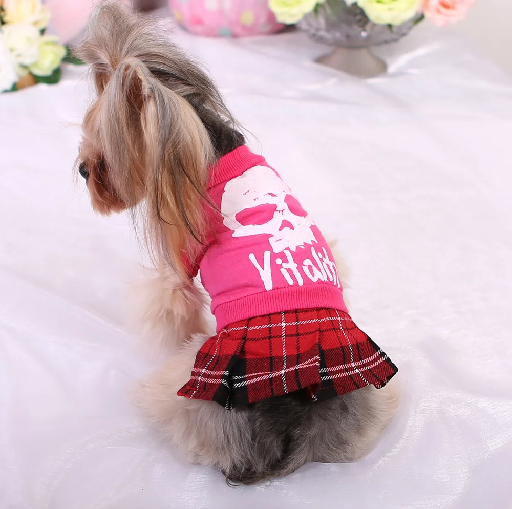 Прохладный череп плед собака щенок платье маленькая домашняя кошка юбки