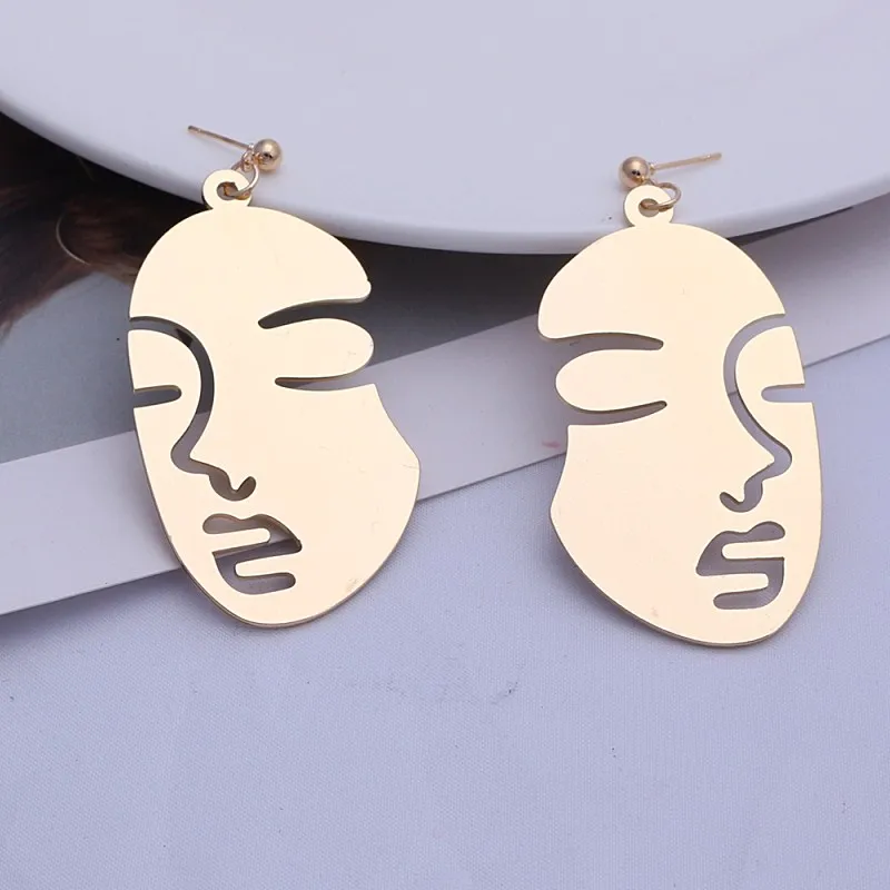 Женские серьги из металлического сплава овальные серьги-подвески с абстрактными