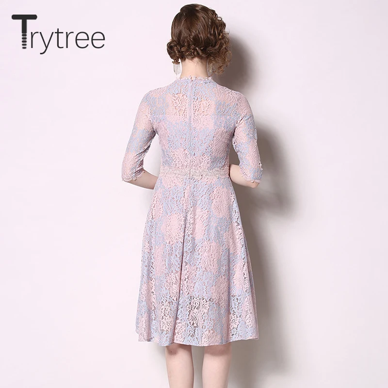 Trytree летнее романтичное цветочное Повседневное платье с О-образным вырезом