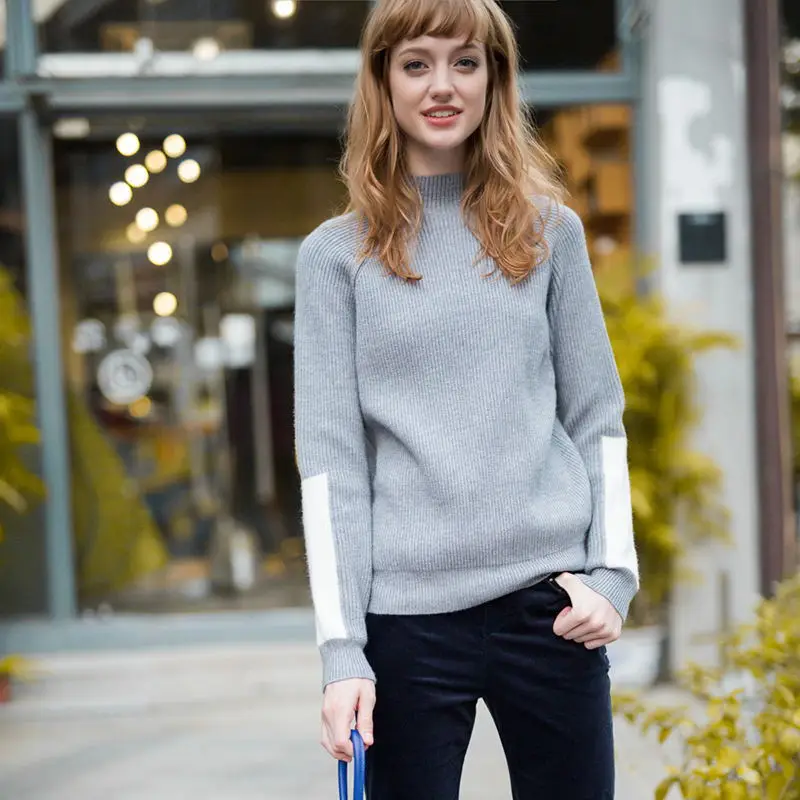 Для женщин Вязание Свитеры для Пуловеры осень 2017 г. Водолазка с длинным рукавом