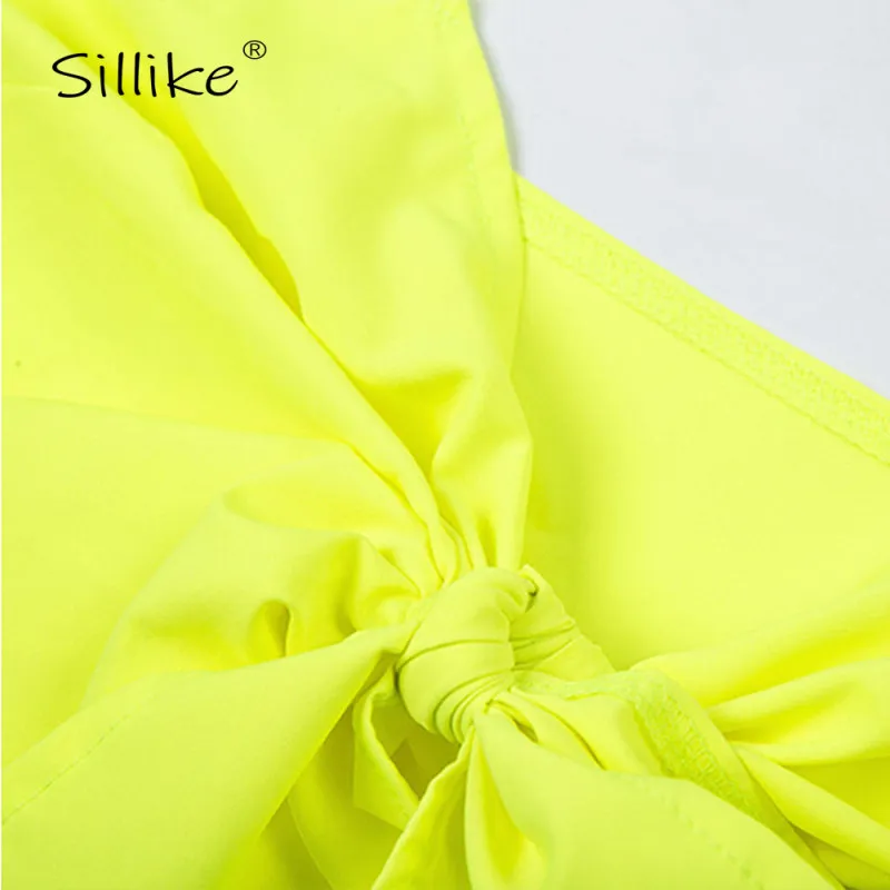 SILLIKE Sexy V Neck Bandage Crop Top Women Summer Bow Tie Sleeveless Casual Tank Pink Fashion Streetwear T-Shirts Tops Tee | Женская