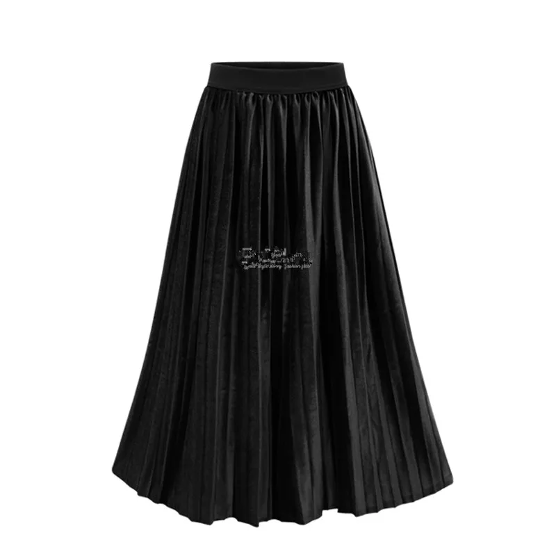 Женская длинная юбка с высокой талией Clobee бархатная свободная плиссированная