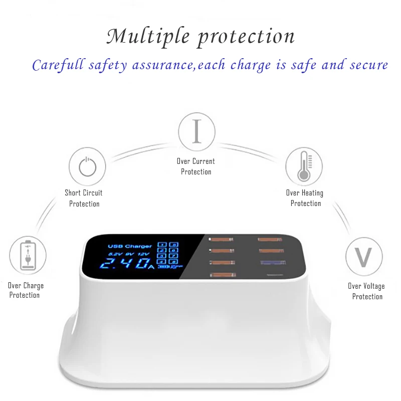 MEIYI Quick Charge 3,0 Смарт USB зарядное устройство адаптер станция светодиодный дисплей Быстрая зарядка мобильный телефон планшет настенное зарядное устройство для iphone X