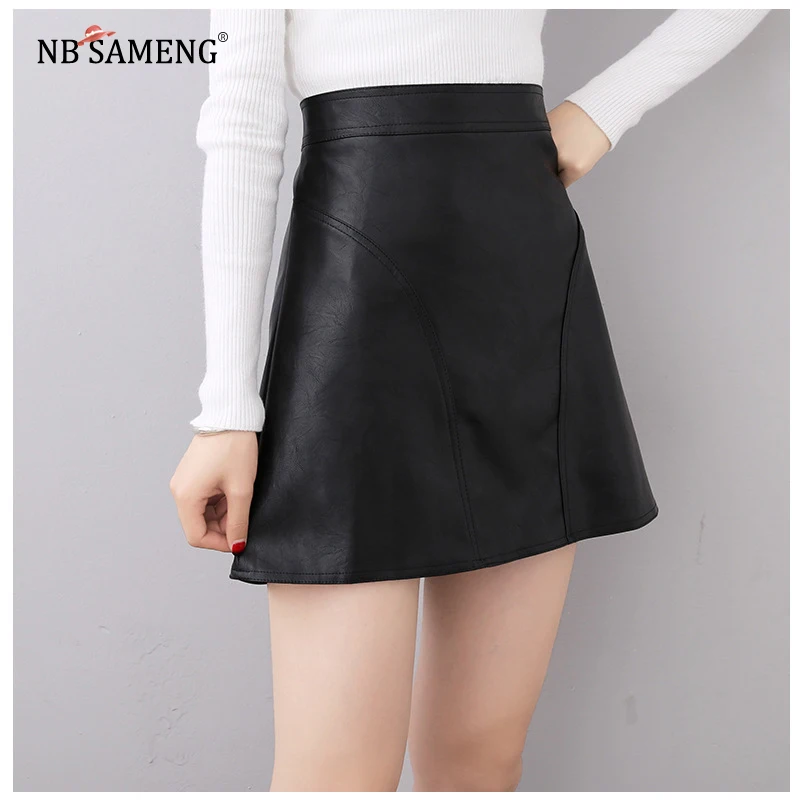 2017 Для женщин лето-осень из искусственной кожи Мини-юбки Высокая талия