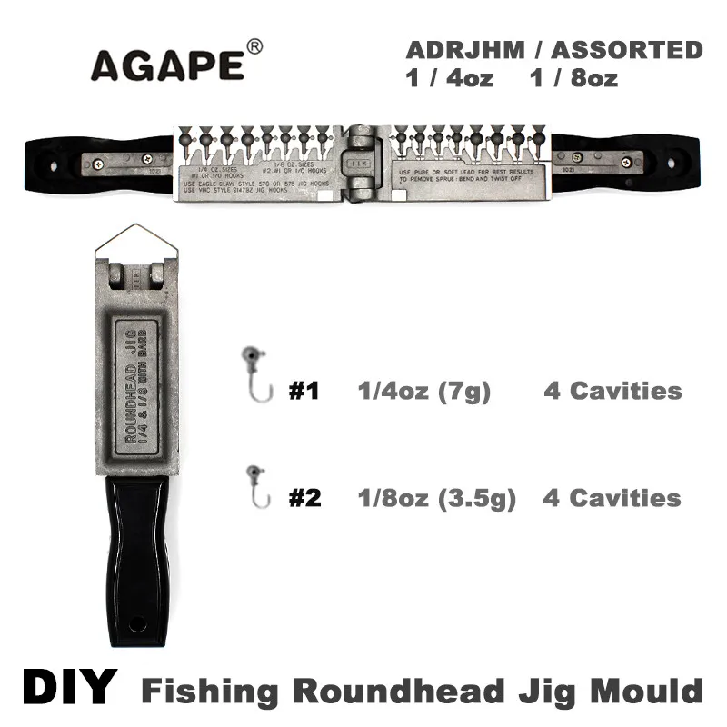 Agape DIY рыболовная круглая головка джиг форма ADRJHM/Ассорти комбо 1/4 унции (7 г) 1/8