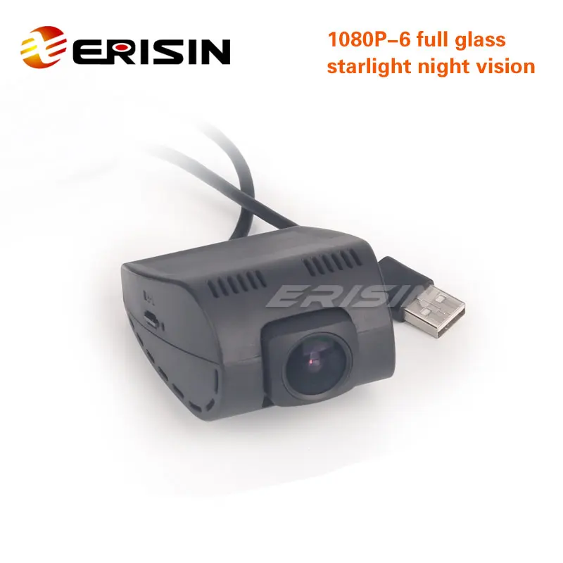 Erisin ES650 USB камера DVR со слотом для карт 1080P-6 Полный стеклянный звездный свет; ночное зрение Поддержка Android 8,0 и выше