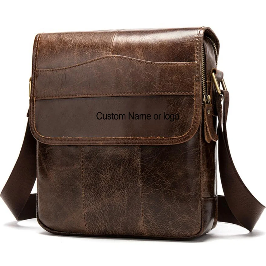 Мужская сумка мессенджер с гравировкой имени или логотипа маленькая