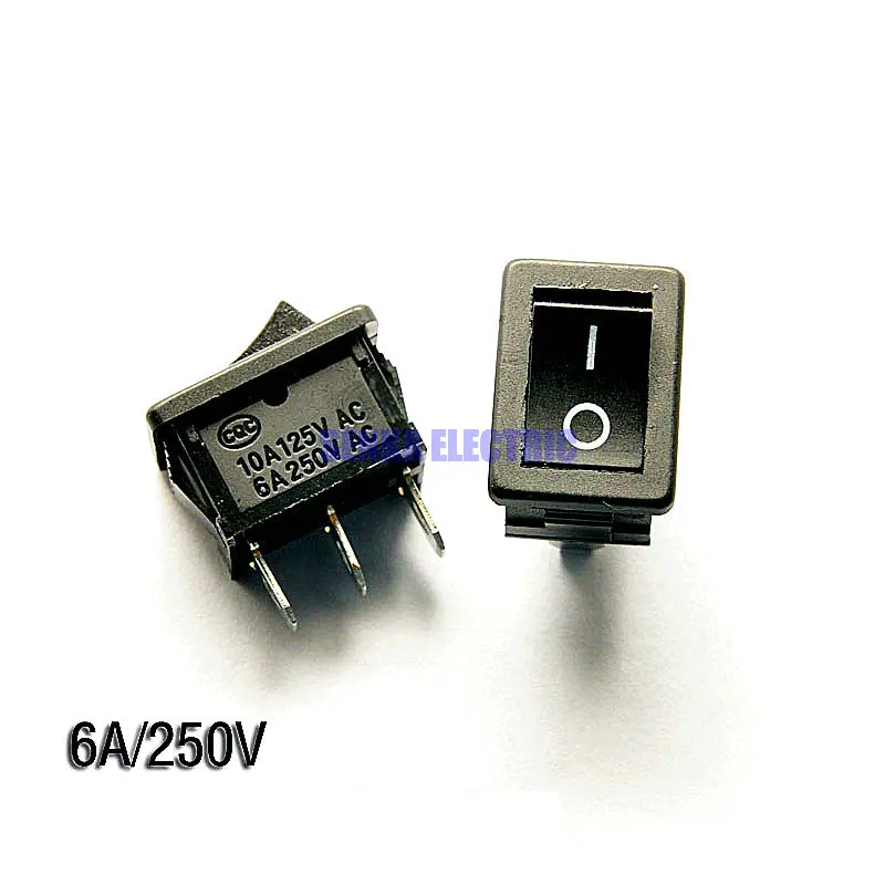 Фото 100pcs/lot 15*21mm 3 Pin KCD1 Push Button Boat Switch Black ON-ON Rocker | Switches