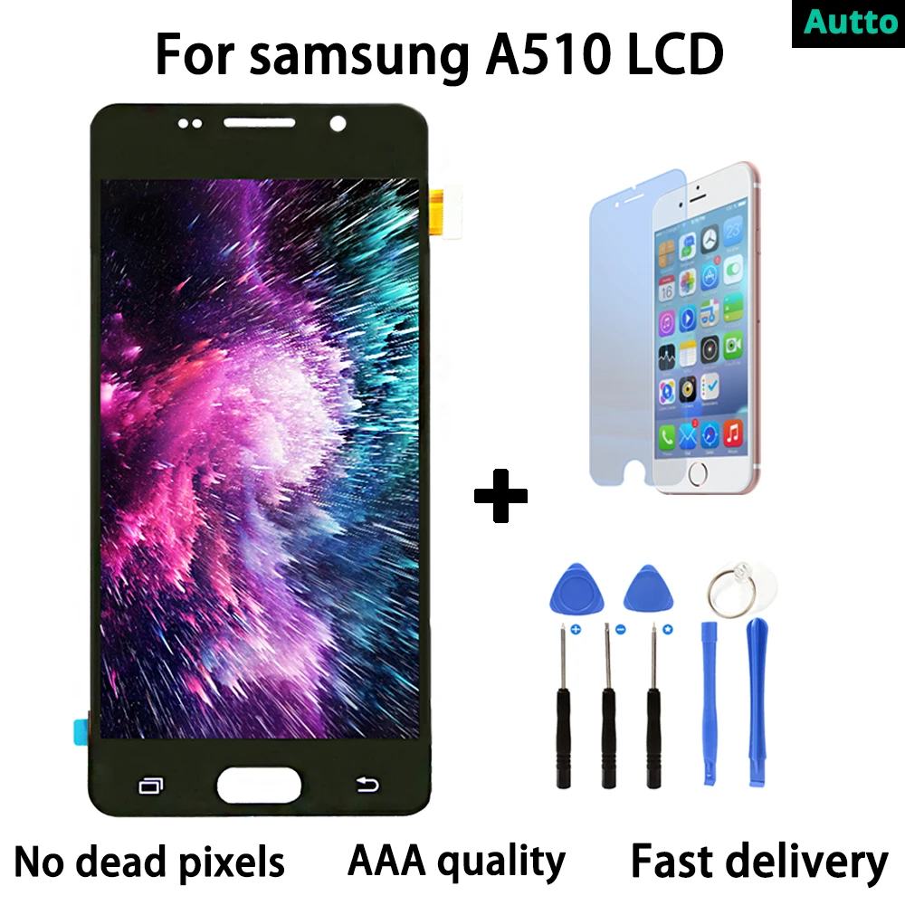 Super AMOLED для SAMSUNG Galaxy A5 2016 A510 ЖК-дисплей Дисплей Сенсорный экран планшета Ассамблеи