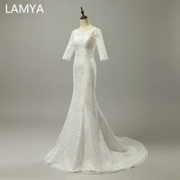 lamya mermaid wedding dresses princess dubai bridal dresses vestido de novia vintage half sleeve off white plus size