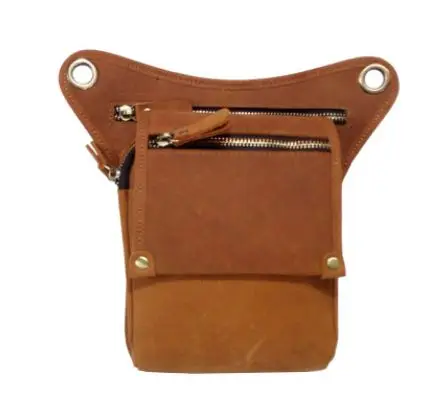 brown strap A Винтаж из натуральной коровьей кожи человек поясная сумка Для мужчин талию мешок нога Fanny Pack сумка Мобильный телефон Камера инструмент наборы организовать сумки - Цвет: brown strap A