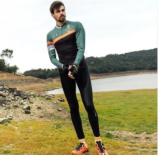Мужские длинные штаны Santic для езды на велосипеде подбитые дорожный MTB 4 5 часов