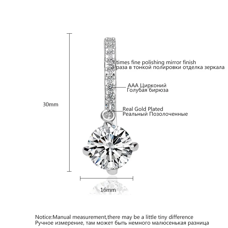 Luoteemi цикл с 8 мм 2ct Круглый CZ Серьги кольца крошечный маленький кубический циркон