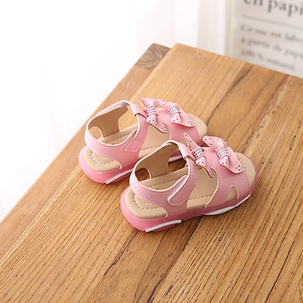 2020 новая детская обувь для девочек с бантом светодиодные светящиеся спортивные