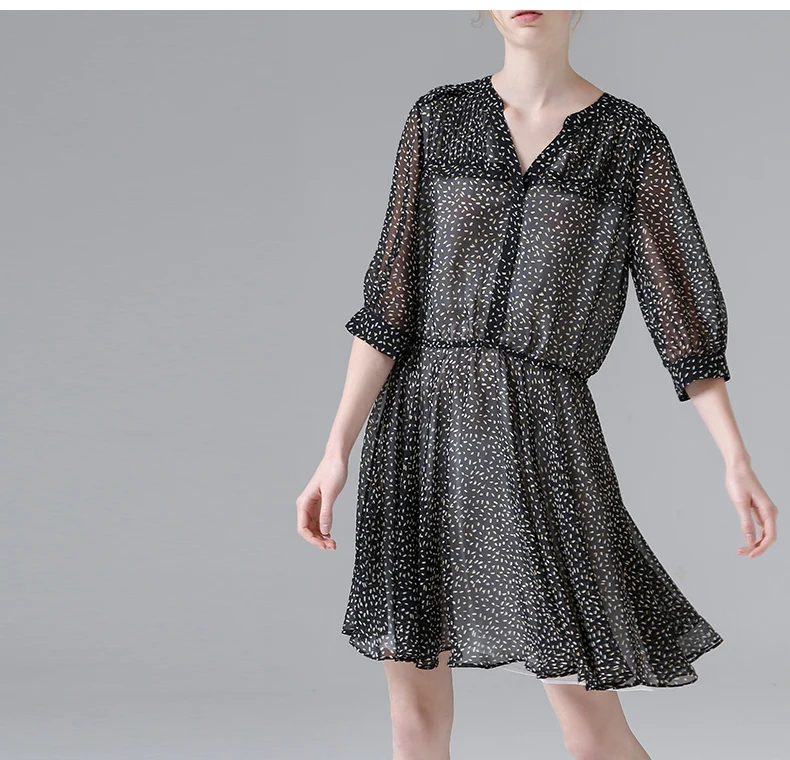 Toyouth vestidos mujer летнее шифоновое платье с цветочным рисунком, подходит ко всему, платья миди, женские повседневные платья с v-образным вырезом и рукавом средней длины, облегающее платье