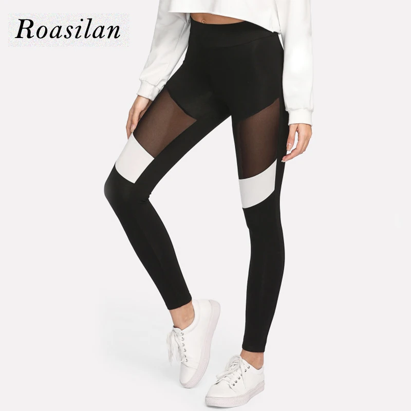 Roasilan женские сетчатые дышащие тонкие штаны для йоги белые спортивные с сеткой