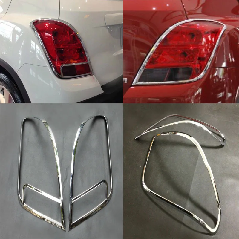 

Car body Rear tail back Light lamp detector frame stick chrome ABS cover hood trim switch 2pcs for Chevrolet Trax 2014 2015 2016