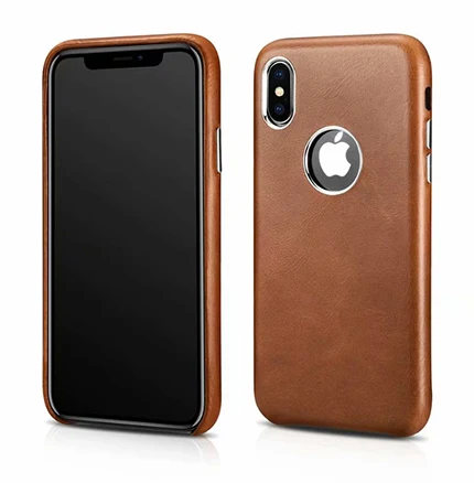 Новинка, 3 цвета, бренд icarer, натуральная кожа, задняя крышка для iphone X, Натуральная Воловья кожа, чехол для iphone X XS MAX - Цвет: Коричневый