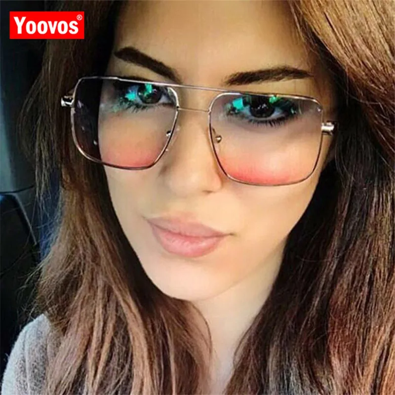 Yoovos Винтажные Солнцезащитные очки из сплава женские металлические квадратные
