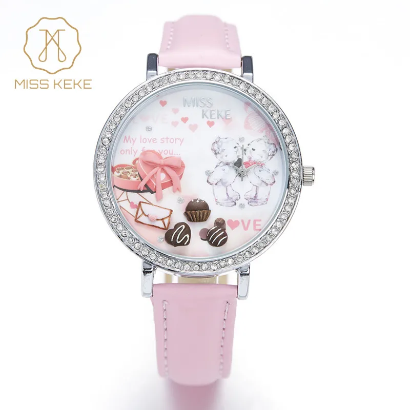 Relojes Mujer Miss Keke 3d глина милый Мини Мир горный хрусталь часы дамы девушка прекрасный