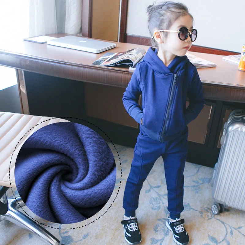 Осенне зимний костюм для мальчиков и девочек 2020 утепленная одежда с плюшевой