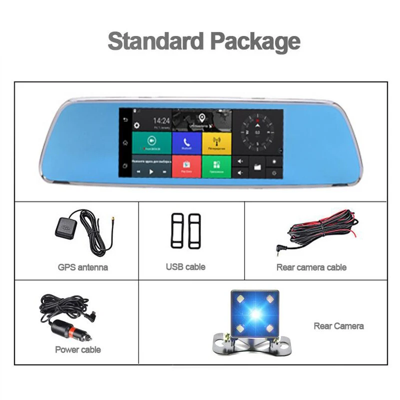 QUIDUX Car DVR 3G Android GPS Navigator 7.0inch Rearview Mirror Camera Night Vision Full HD 1080P Video Recorder With Dual lens
