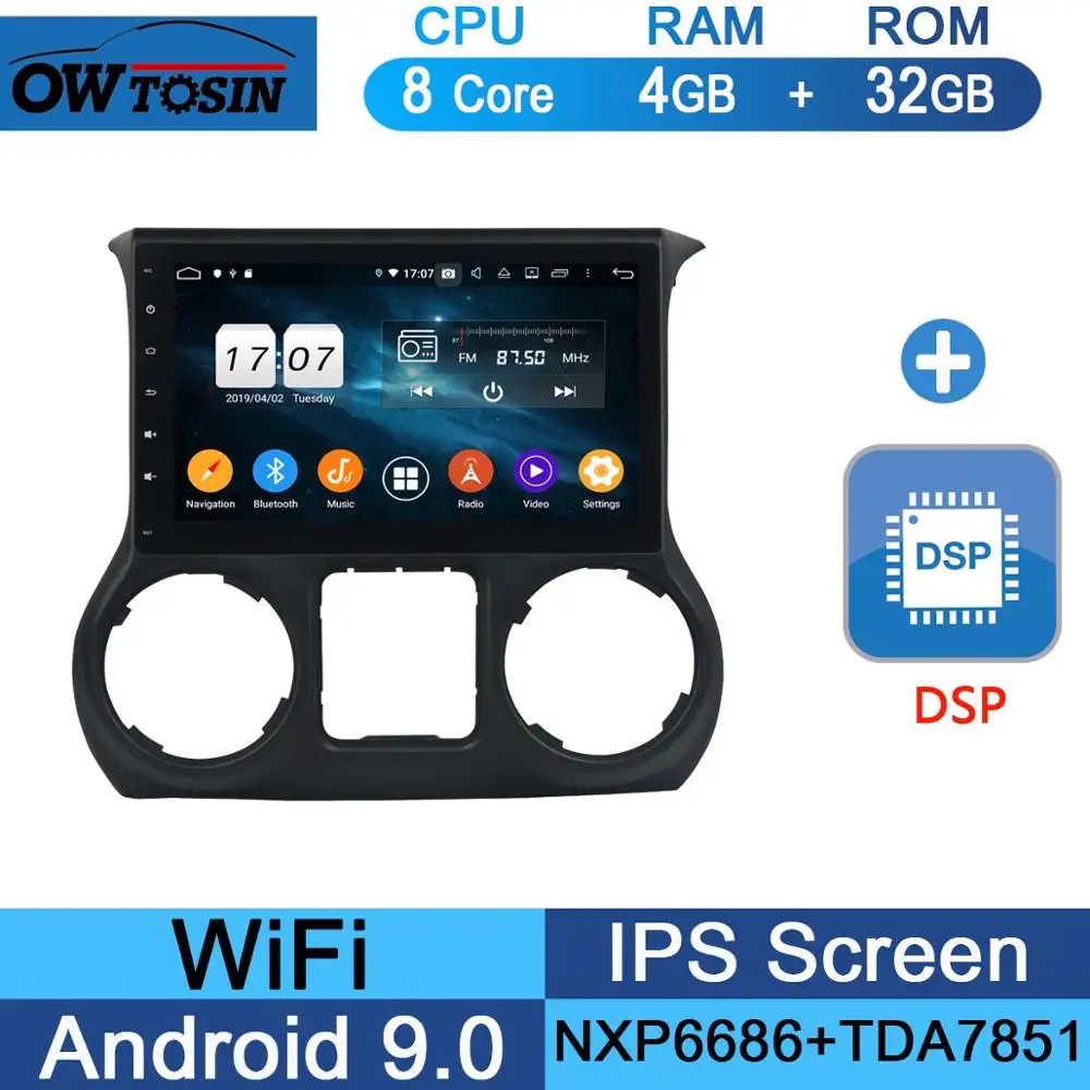 32G DSP 10," ips 8 ядерный 4G+ 64G Android 9,0 для Jeep Wrangler 3 JK 2011 2012 2013 автомобильный dvd-плеер радио gps Parrot BT - Цвет: 32G DSP