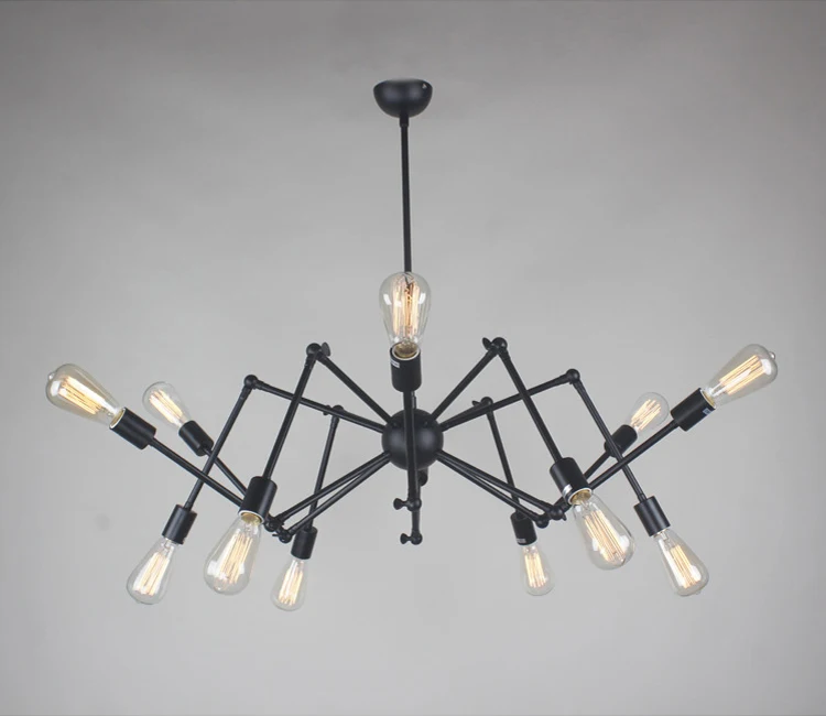 длинная нога Бар черная паукная лампа E27 Эдисон железный подвесной светильник luz