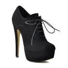 Onlymakerпикантные женские ботильоны на платформе и высоком каблуке; Удобные черные ботинки из флока на шнуровке; Большие размеры